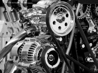 A mobile auto electrician inspecting a faulty alternator under the open bonnet of a car to provide on-site alternator repair in Sheffield.